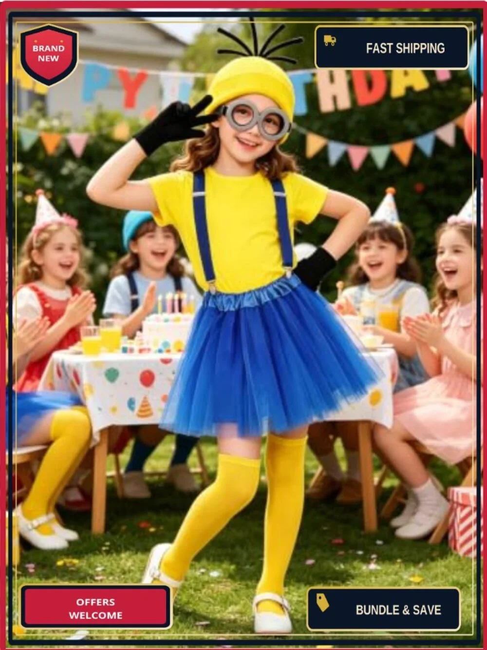 Kids Halloween Costume Set Beanie Tutu Suspenders Goggles Gloves